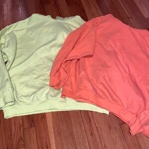Neon yellow & neon orange hoodie bundle Gildan XXL have been worn & worked in.